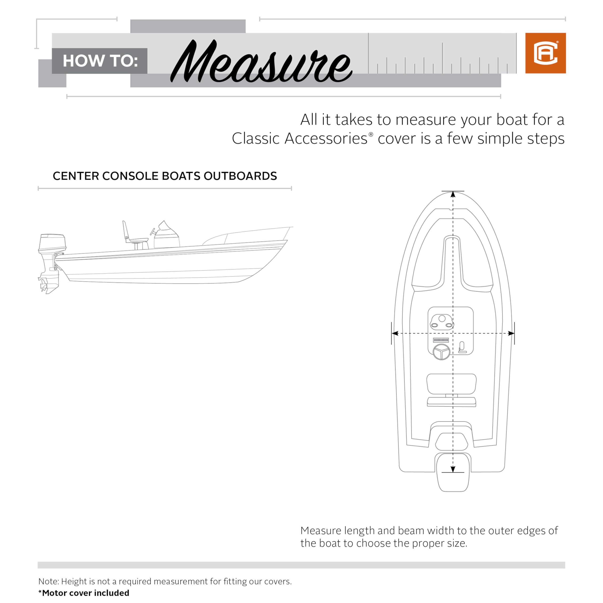 Classic Accessories StormPro Heavy-Duty Center Console Boat Cover, Fits Boats 22-24 ft Long x 116 in Wide