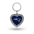 Rico Industries Nfl New England Patriots Metal Rhinestone Heart Keychain 1.38 X 3-''