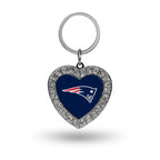 Rico Industries Nfl New England Patriots Metal Rhinestone Heart Keychain 1.38 X 3-''