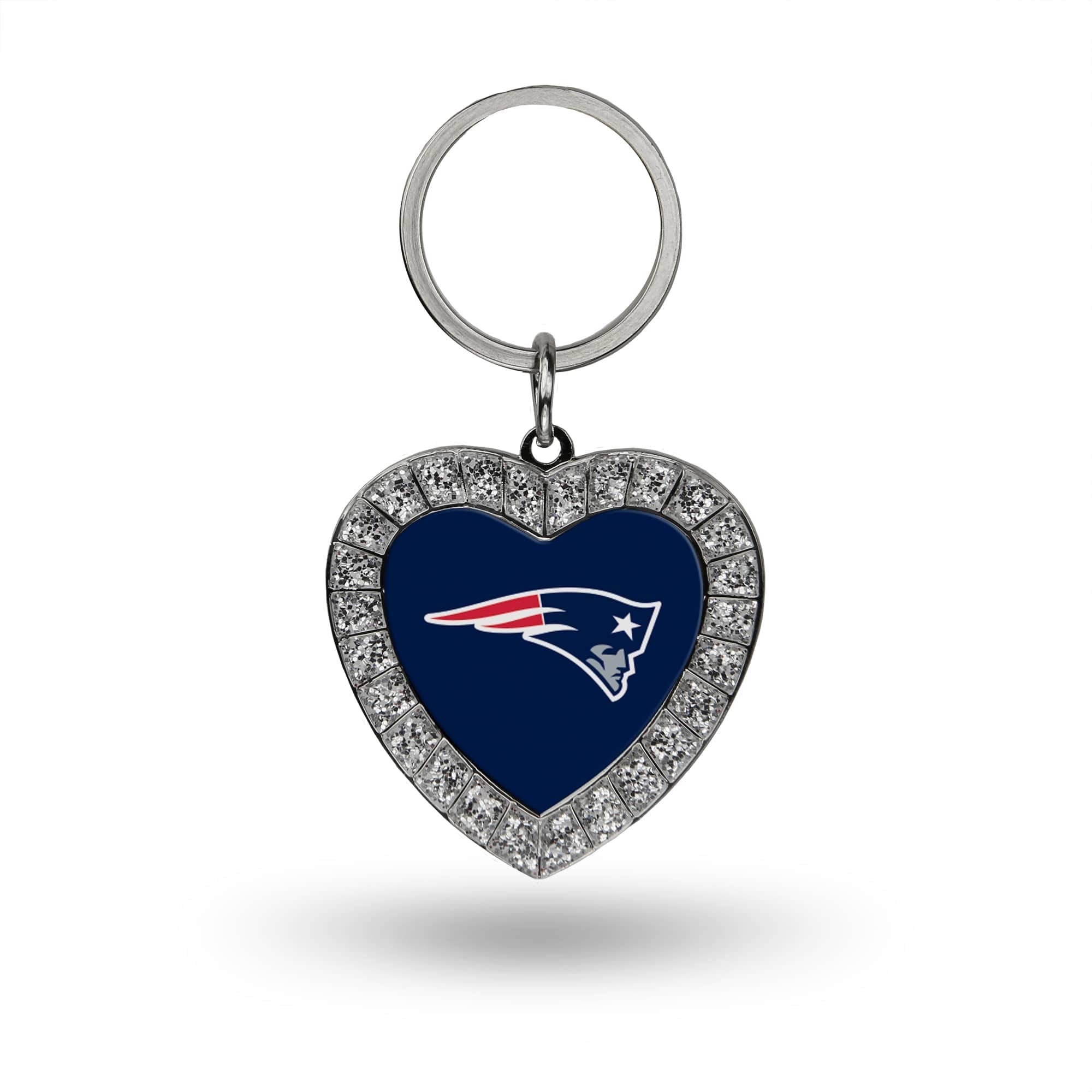 Rico Industries Nfl New England Patriots Metal Rhinestone Heart Keychain 1.38 X 3-''