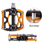 Mzyrh Mountain Bike Pedals, Ultra Strong Colorful Cnc Machined 9/16'' Cycling Sealed 3 Bearing Pedals (Black Black Glod 3 Bearin