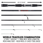 Rigged And Ready World Traveller Rod Reel Case Combination + 2 Tips 215+190Cm (7'+6') Angling Travel Pole. Spin Bait Carp Pike F