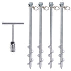Ground Anchors Screw In - 12 Inch Set Of 4 - Tent Stakes Heavy Duty - Trampoline Anchor Kit - Earth Anchor - Swing Set Anchors F