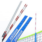 Boardee Foldable Volleyball Antenna Set - Durable Tarpaulin Hook-And-Loop Sleeves With Collapsible Fiberglass Antennas - Indoor