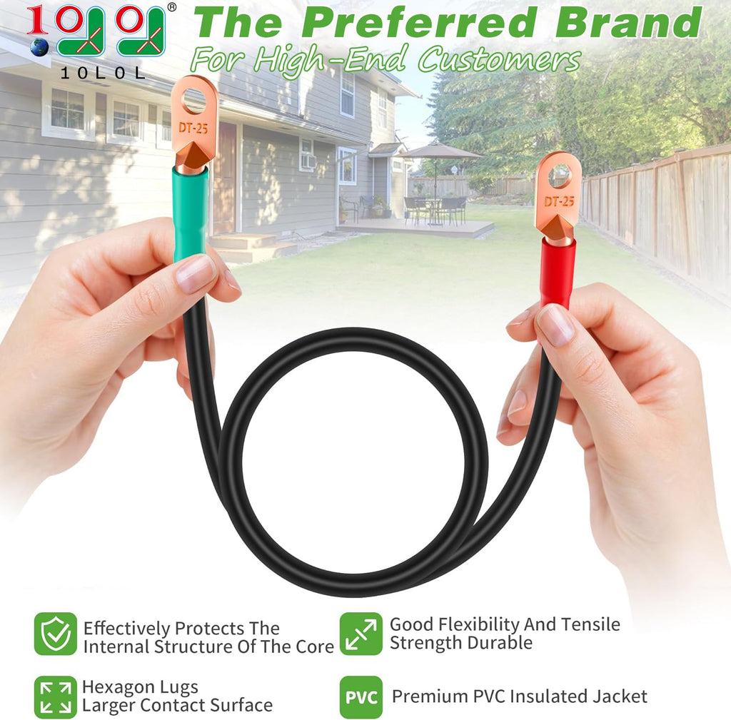 10L0L Golf Cart Battery Cables, Fits Ezgo Txt 1994-Up For 36 & 48 Volt Golf Cart Batteries Cables Kit With 4-Gauge(5Pcs)