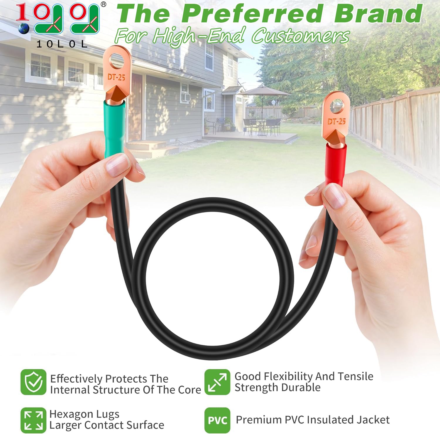 10L0L Golf Cart Battery Cables, Fits Ezgo Txt 1994-Up For 36 & 48 Volt Golf Cart Batteries Cables Kit With 4-Gauge(5Pcs)