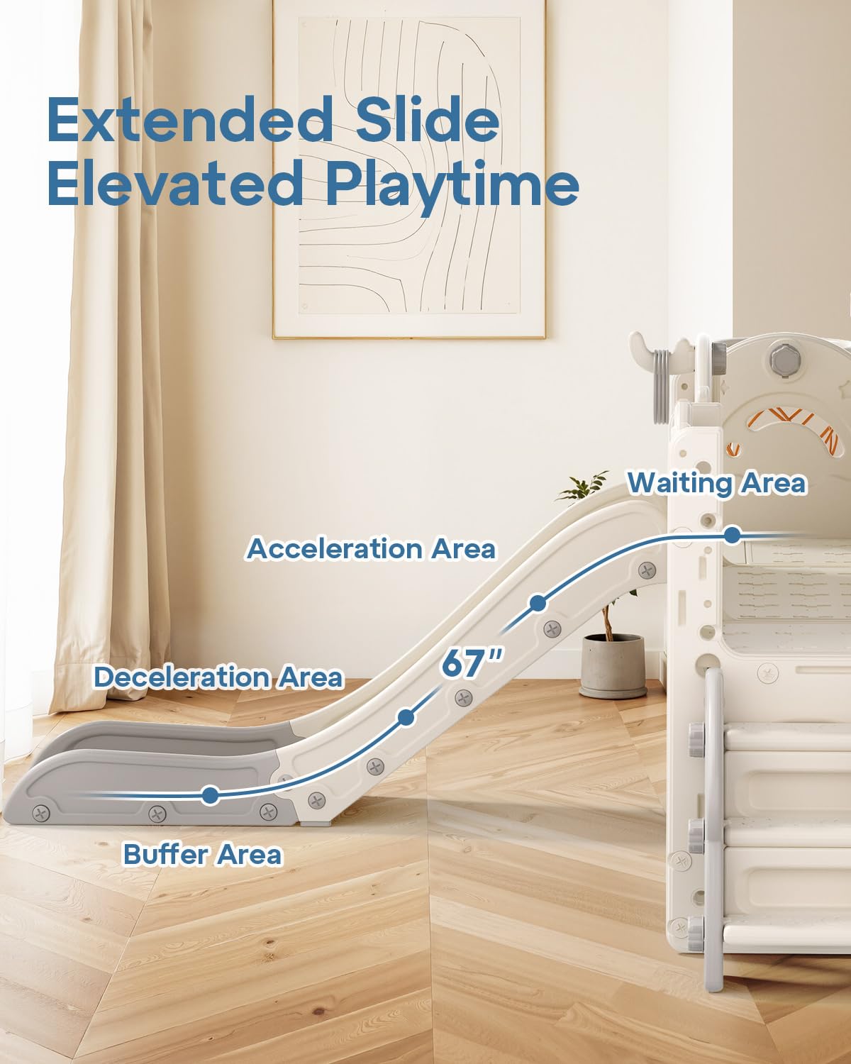 BIERUM Toddler Slide Set with Basketball Hoop, Golf Game & Drawing Board, 13-in-1 Indoor Outdoor Toddler Slides Playground for K