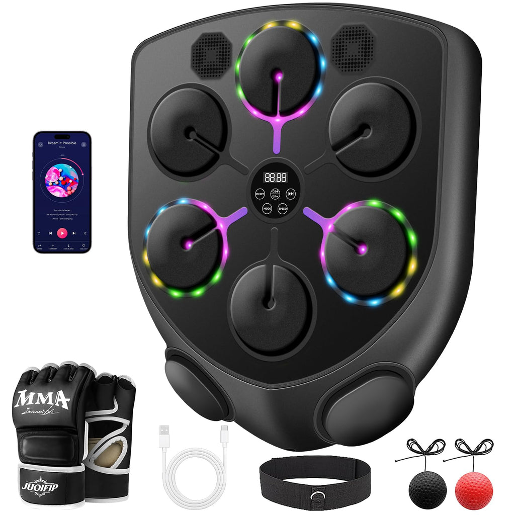 JUOIFIP Music Boxing Machine,Smart Boxing Machine for Adults with Boxing Gloves,9 Modes & 9 Speeds Wall Mounted Music Punching M