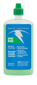 White Lightning Epic Ride All Conditions Light Bicycle Chain Lube, 8-Ounce Drip Squeeze Bottle