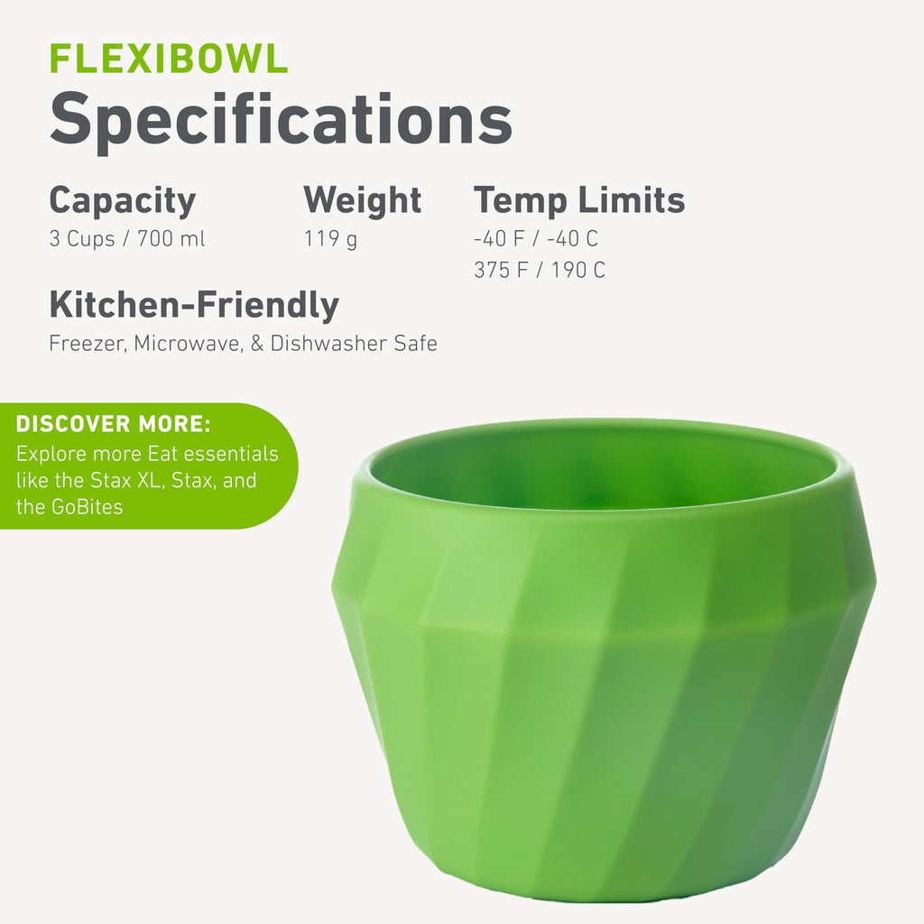 Humangear Flexibowl | Convertible Camping Bowl | On The Go | Packable & Easy To Clean, Green