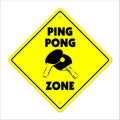 Pingpong-M Crossing Sign Zone Xing  Indoor/Outdoor  12'' Tall Plastic Sign Table Tennis Ball Paddle Play Player Recreation Room 