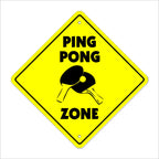 Pingpong-M Crossing Sign Zone Xing  Indoor/Outdoor  12'' Tall Plastic Sign Table Tennis Ball Paddle Play Player Recreation Room 