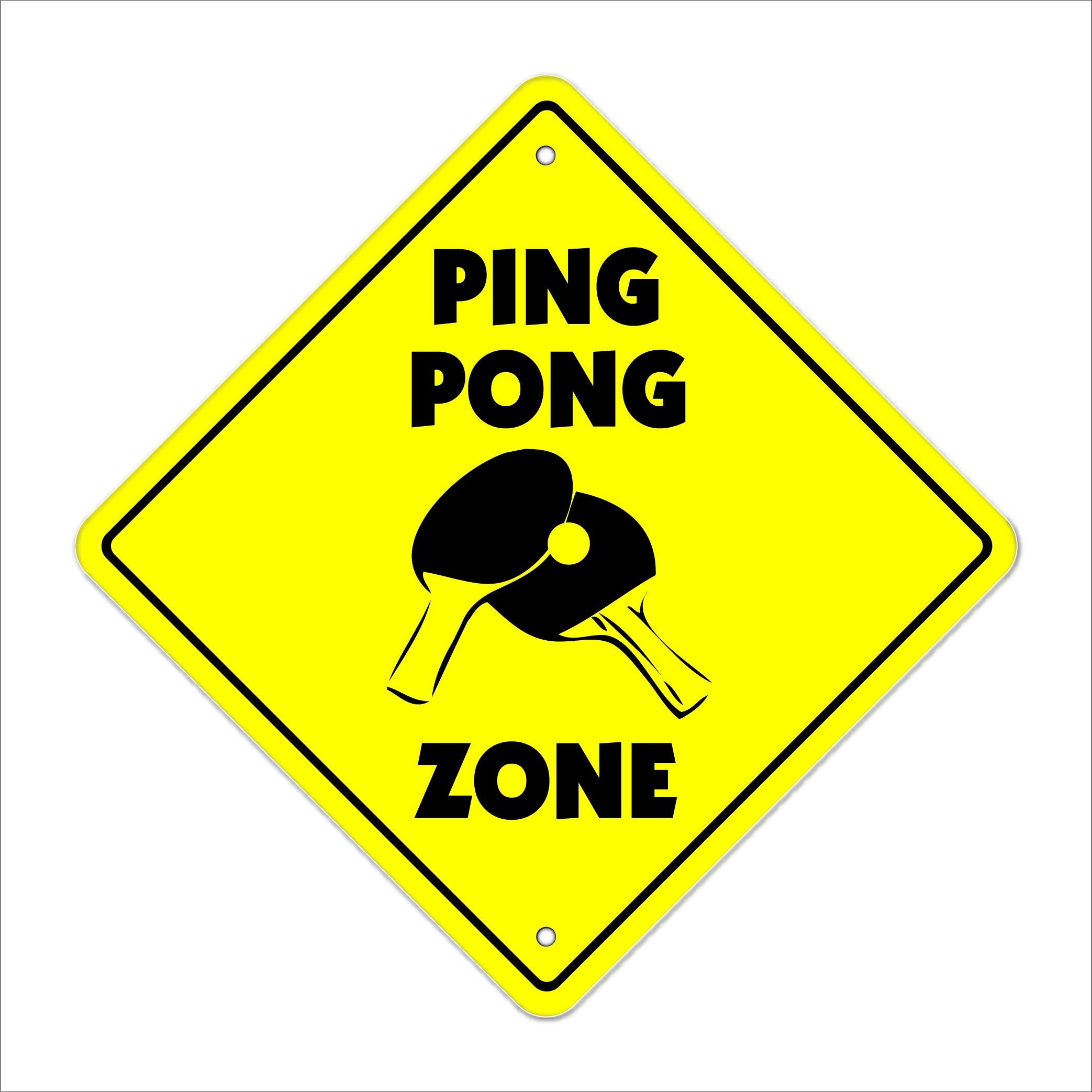Pingpong-M Crossing Sign Zone Xing  Indoor/Outdoor  12'' Tall Plastic Sign Table Tennis Ball Paddle Play Player Recreation Room 