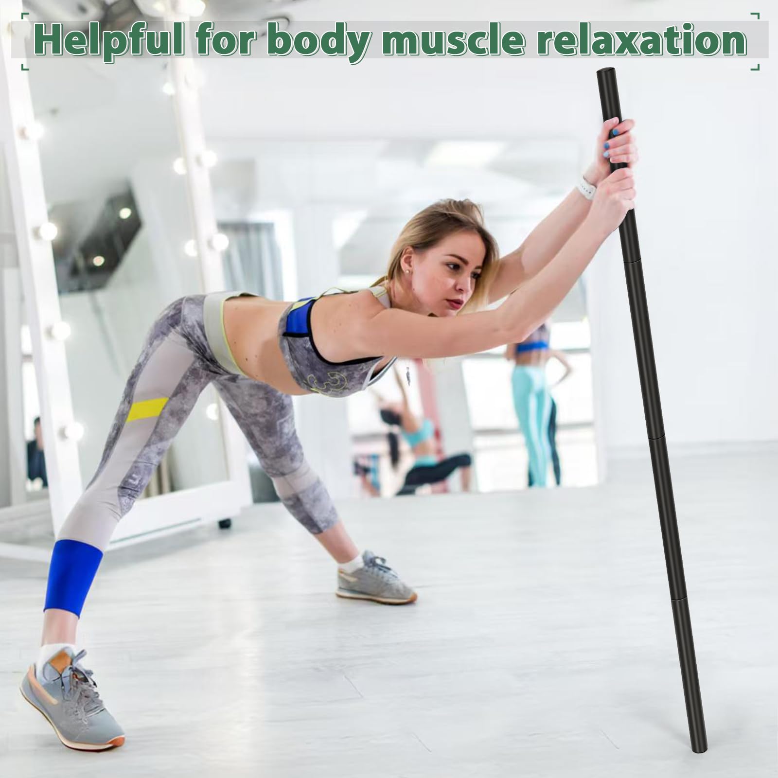 Retyion Yoga Stick 5Ft- Adjustable Mobility Stick Sturdy Steel- Exercise Stick For Stretching, Balance Support Stick Perfect For