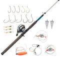 Zebco 606 Salt Fisher Spincast Reel and Fishing Rod Combo, 7-Foot 2-Piece Telescopic Rod, Med-Heavy Power, Mod-Fast Action, Size