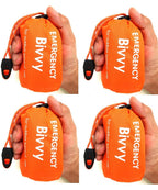 4 Packs Emergency Thermal Sleeping Bag, Survival Bivvy Sacks Blanket With Whistle, Waterproof Lightweight Survival Shelter Blank