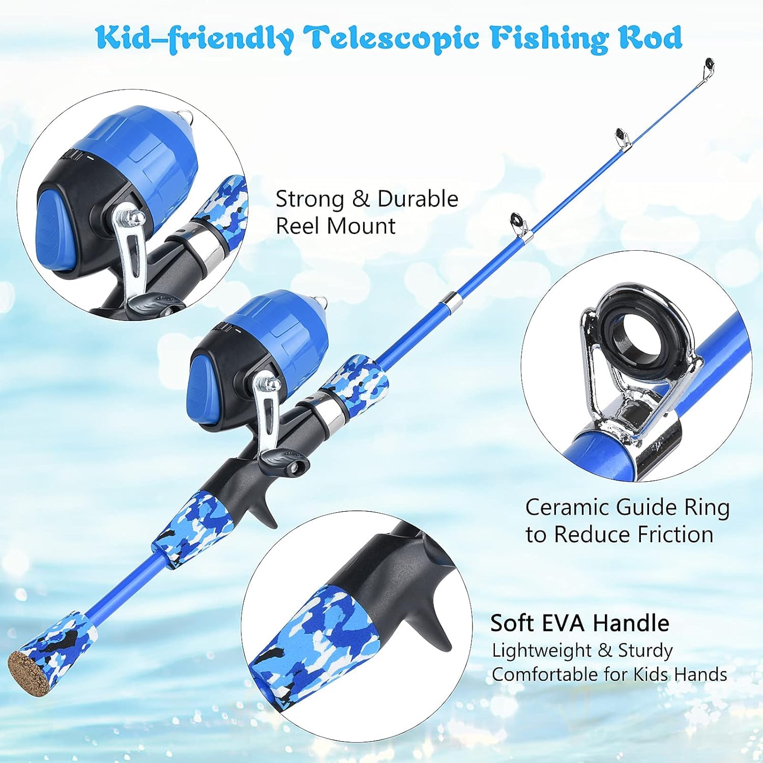 Milerong Kids Fishing Rod, Kids Fishing Pole Portable Telescopic Fishing Rod And Reel Combo Kit For Boys, Girls, Youth - With Sp
