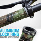 Marque Grapple Mountain Bike Handlebar Grips - Single Lock-On Ring Mtb And Bmx Bicycle Handle Bar With Non-Slip Grip (Jungle Cam