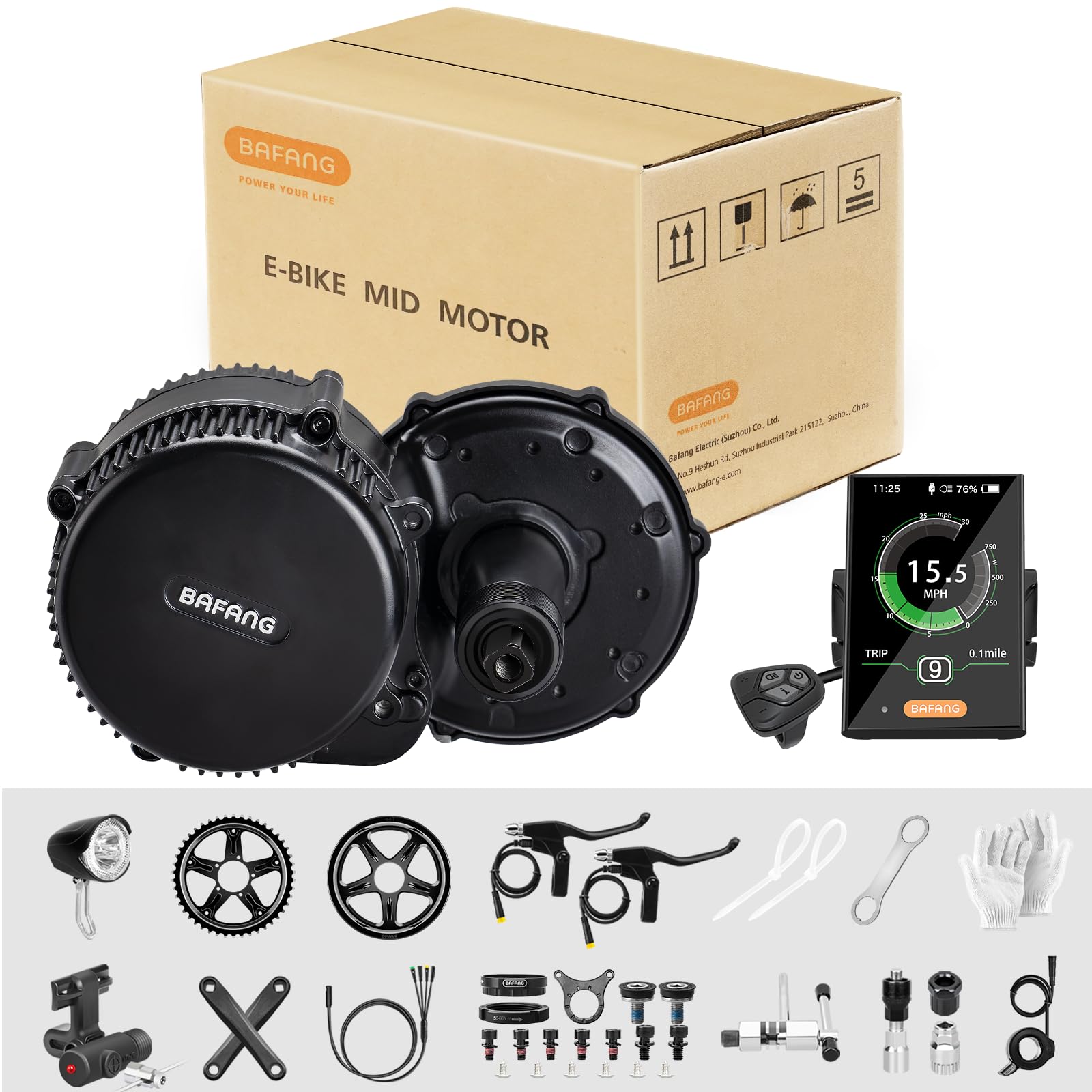 BAFANG 36V 250W UART Version Mid Drive Kits with C18 Display, BBS01B BBS02B BBSHD for 68mm Bottom Bracket