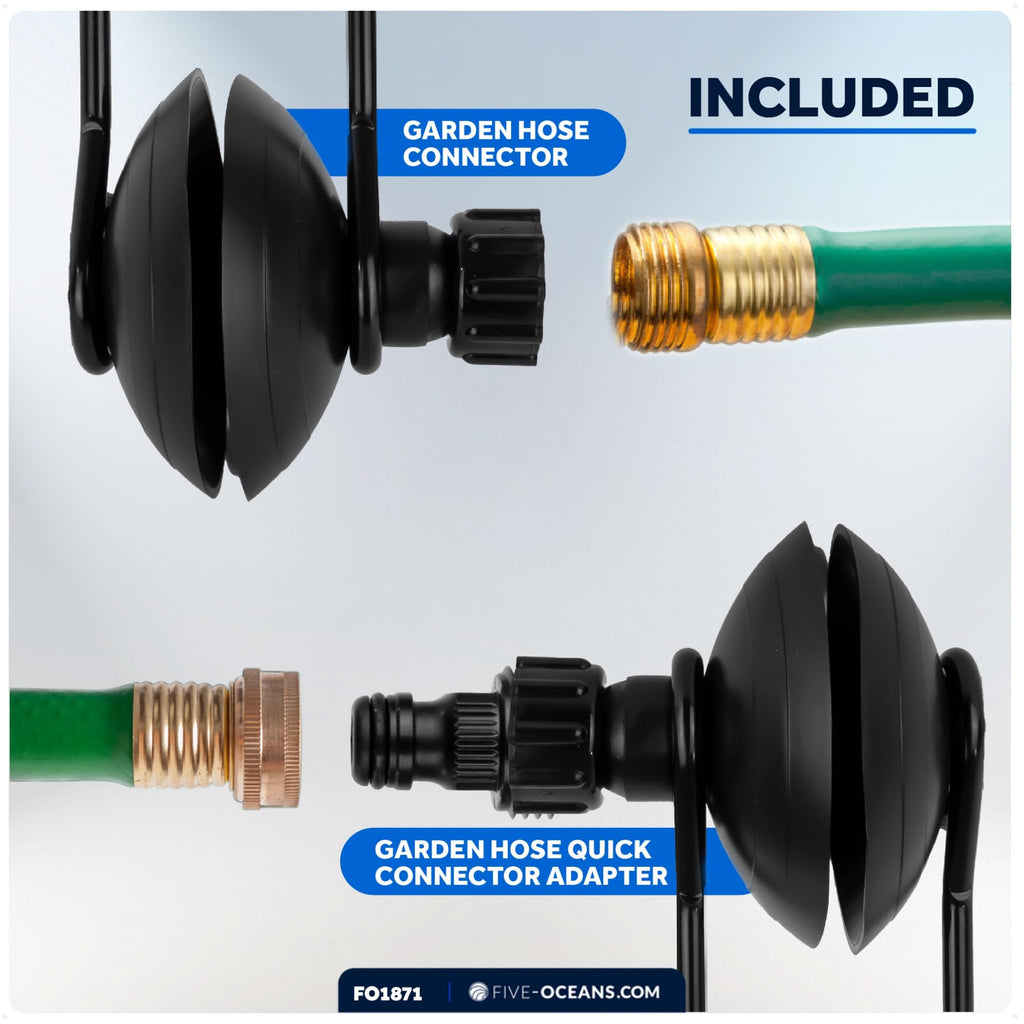 Five Oceans Outboard Motor Muffs, Universal Outboard Motor Flusher, Black Pvc Marine Grade Round Muffs, Coated Steel Bracket, In