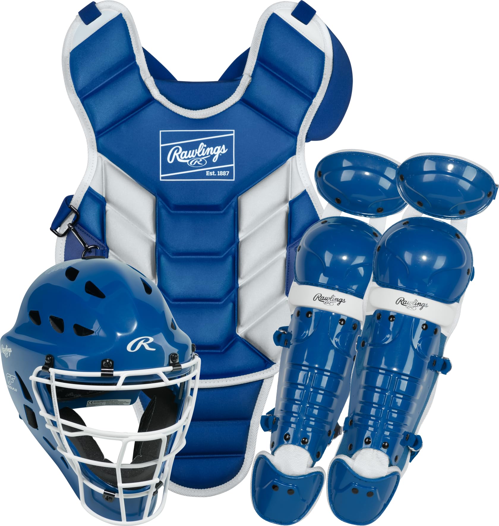 Rawlings | Players 3 Series Catchers Set | Baseball / Softball / T-Ball | Youth | Ages 12 & Under | Royal / White