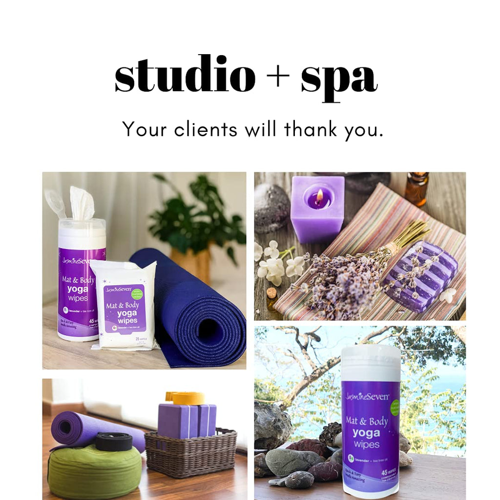 Yoga Wipes For Body And Mat - Natural Lavender And Tea Tree - 45 Wipes In Resealable Canister - By Jasmine Seven - For Home, Stu
