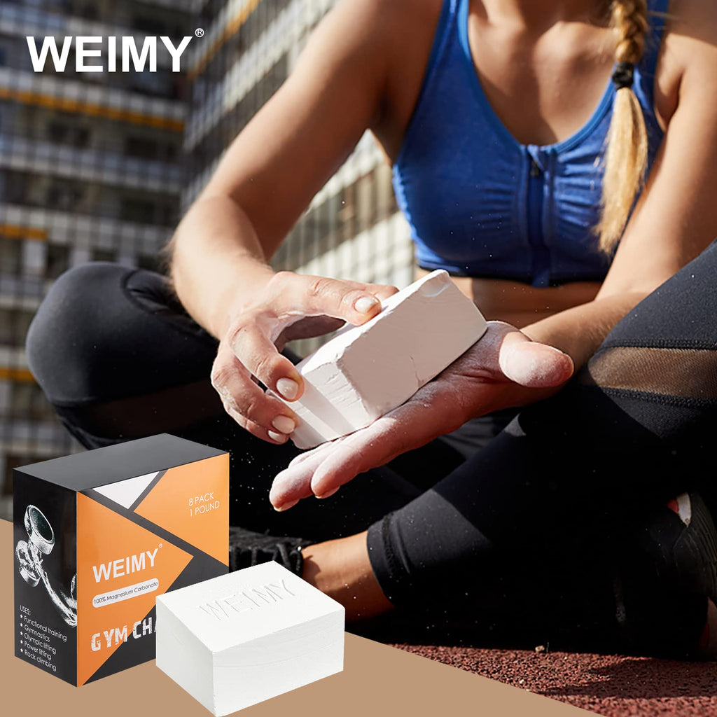 Weimy Gym Chalk Blocks(8 X 2Oz Blocks), Sport Hand Chalk For Gymnastics, Rock Climbing, Weightlifting, Power Lifting, Easy Grip,