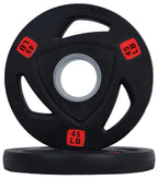 Fitvids Olympic Cast Iron 2-Inch Weight Plate for Strength Training & Weightlifting, Rubber Coate Style, 45lbs, Pair