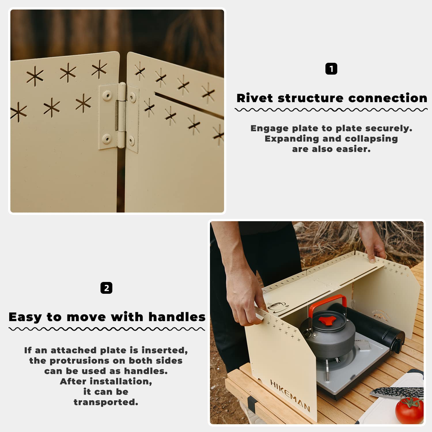Hikeamn Camping Stove Windscreen - Outdoor Folding Gas Stove Windshield,Camping Wind Blocker With A Storage Bag For Camping,Hiki