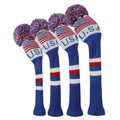 Scott Edward Knit Patriotic Golf Club Covers Set Of 4 Usa Flag Driver Cover*1 Fairway Cover*2 Hybrid/Ut Cover*1 A Nice Addition 