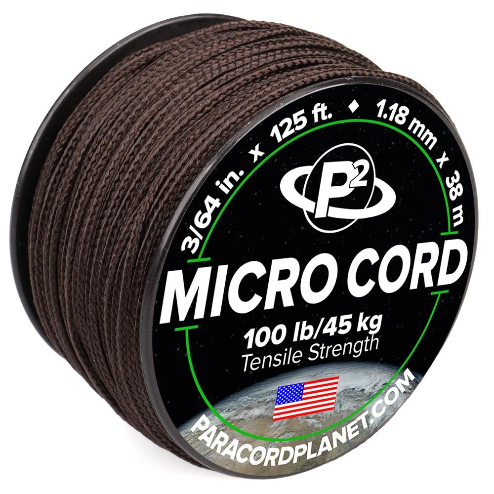 Paracord Planet Micro Paracord - Thin Braided Cord For Crafting, Fishing, And Diy Projects In 125 Ft Spools - Dark Brown