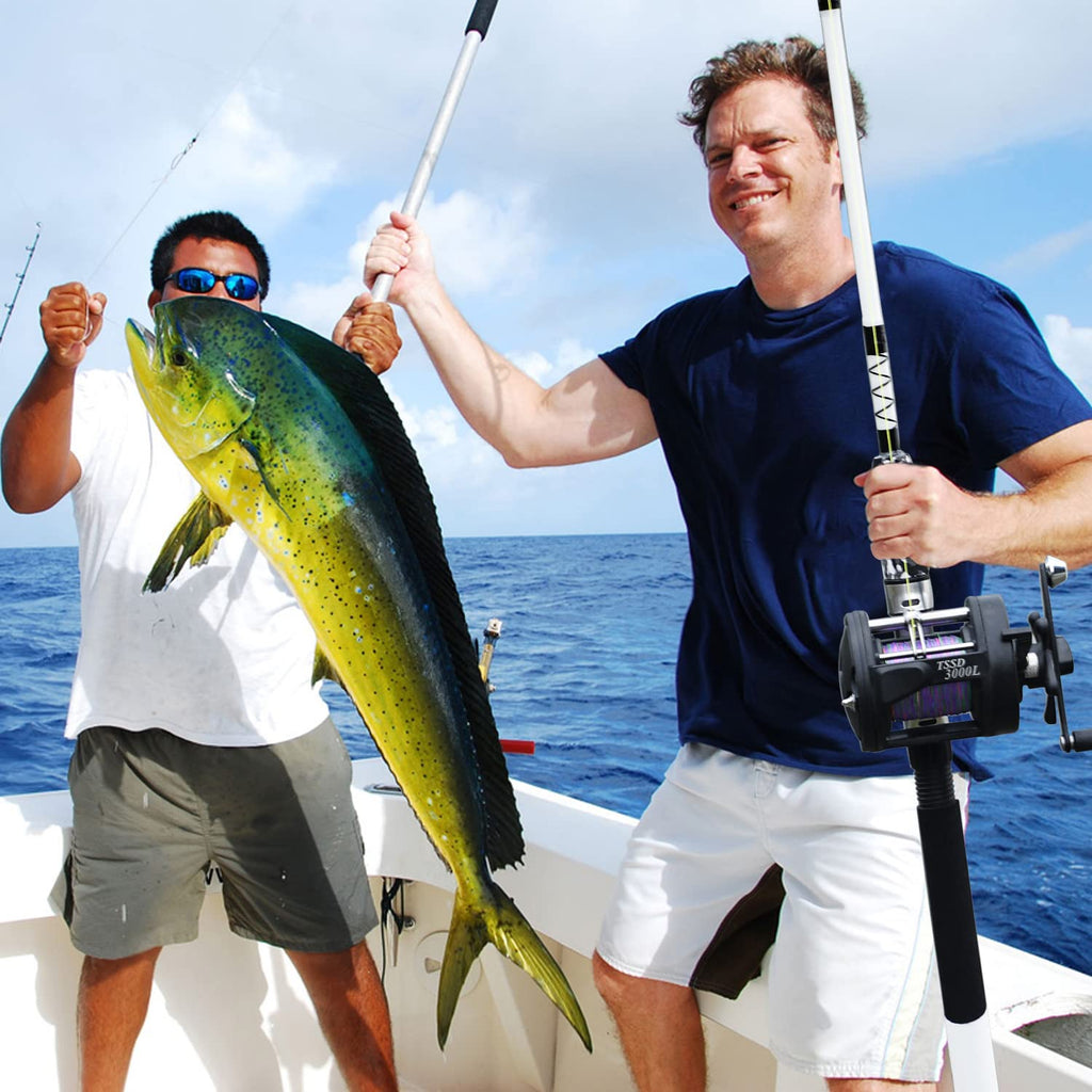 Sougayilang Conventional Reel And Fiberglass Fishing Rod Combo, Medium Heavy For Catfish Angling