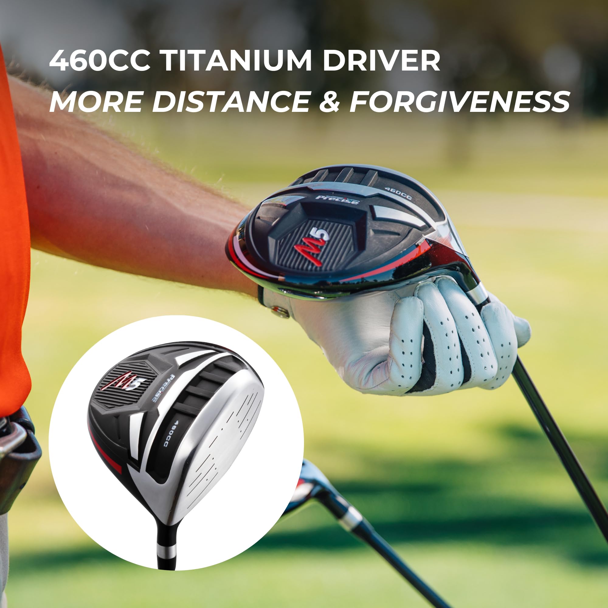 Top Line Men'S Right Handed M5 Golf Club Set , Set Includes Driver, Wood, Hybrid, 5, 6, 7, 8, 9, Pw Stainless Steel Irons With T