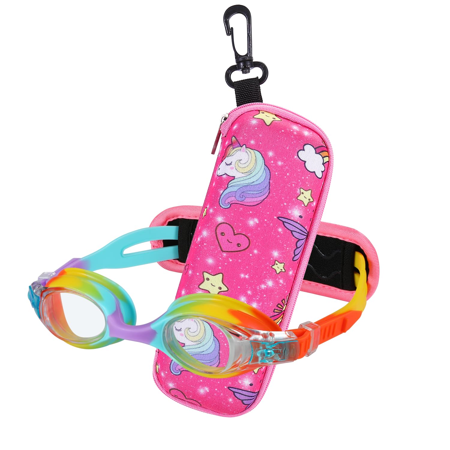 Ruigao Kids Swim Goggles Age 2-6, Toddler Goggles No Hair Pull,Child Goggles Padded Headband (2Pk - Rainbow)
