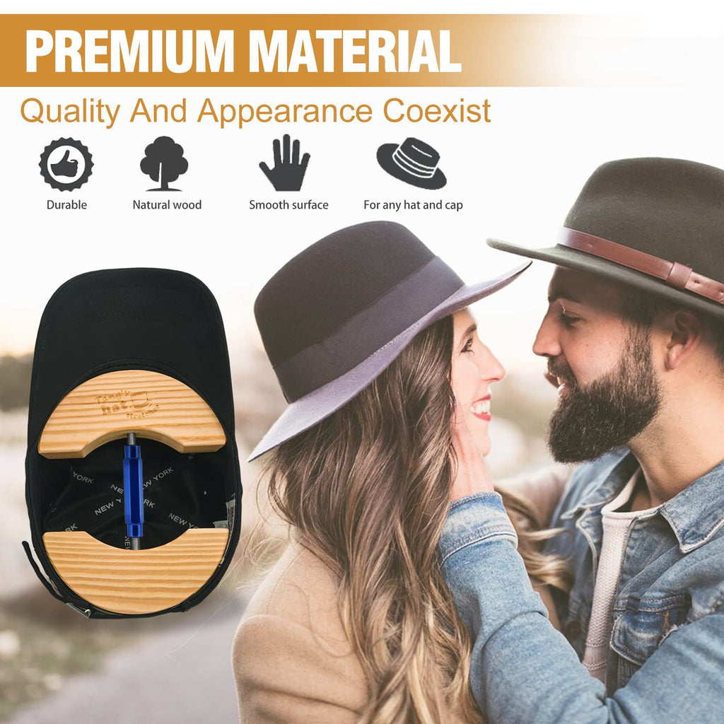 Tangs Wooden Hat Stretcher,Adjustable Turn Buckle Hat Stretcher For Fitted Hatsone Size Unisex Hat Shaper, Suits Forall Hat (Blu