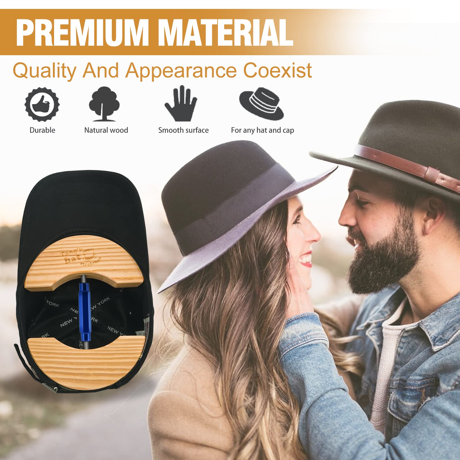Tangs Wooden Hat Stretcher,Adjustable Turn Buckle Hat Stretcher For Fitted Hatsone Size Unisex Hat Shaper, Suits Forall Hat (Blu