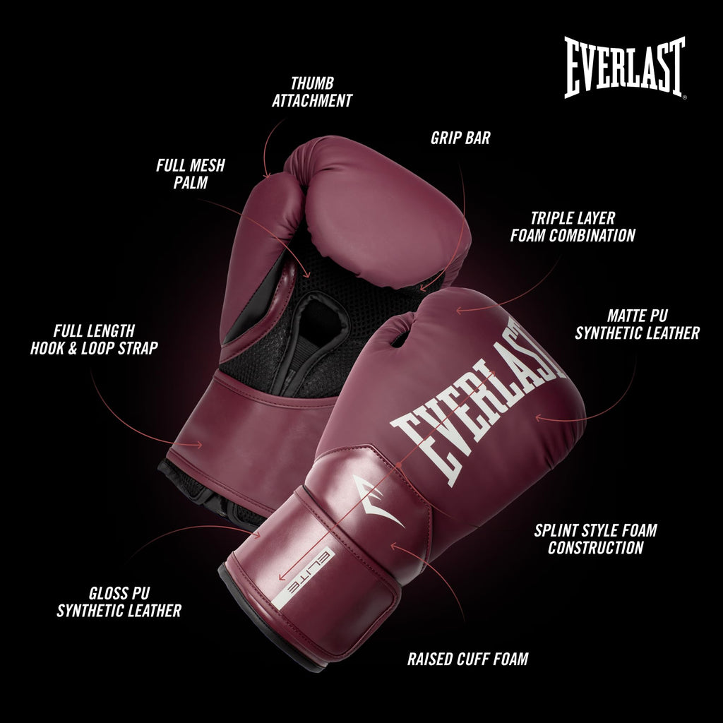 Everlast Elite 2 Boxing Gloves | Training Gloves For Men And Women | Secure Fit Hook And Loop Closure & Ventilation | Heavy Bag