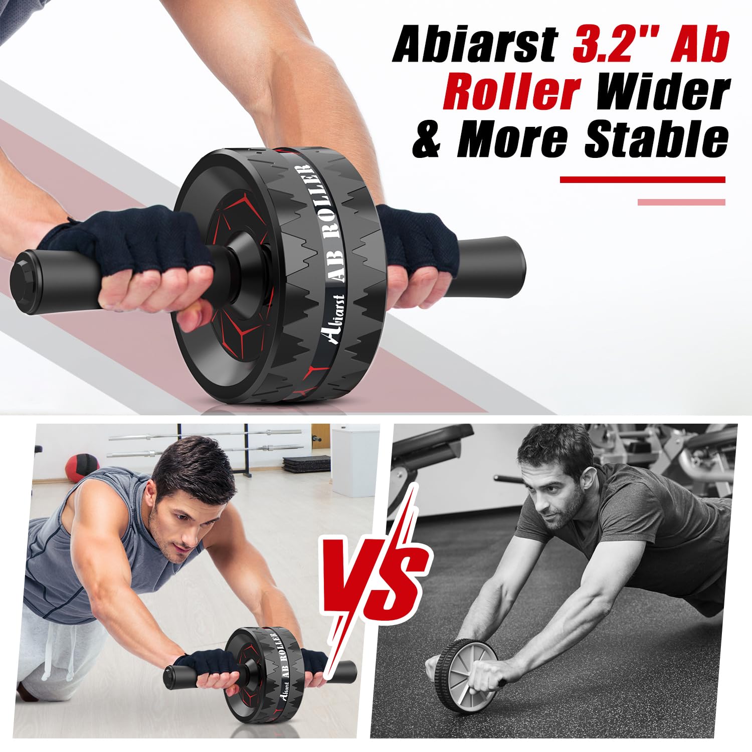 Abiarst Ab Roller Wheel, Abs Workout Equipment for Abdominal & Core Strength Training, Home Gym Exercise Wheels for Men Women, w