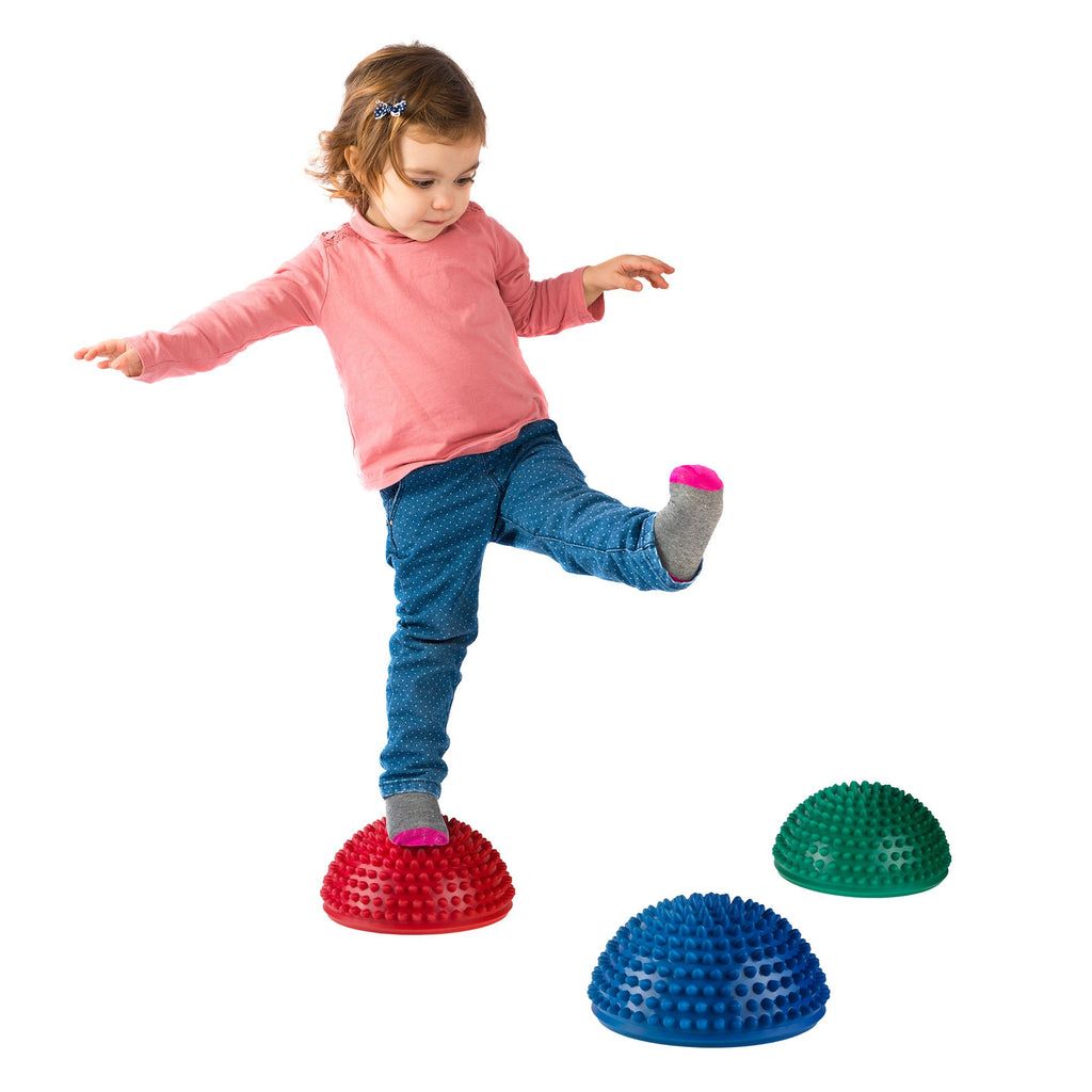 Hey! Play! Balance Pods- Hedgehog Style Balancing And Stability Half Dome Stepping Stones For Exercise- Set Of 6 For Kids And Ad
