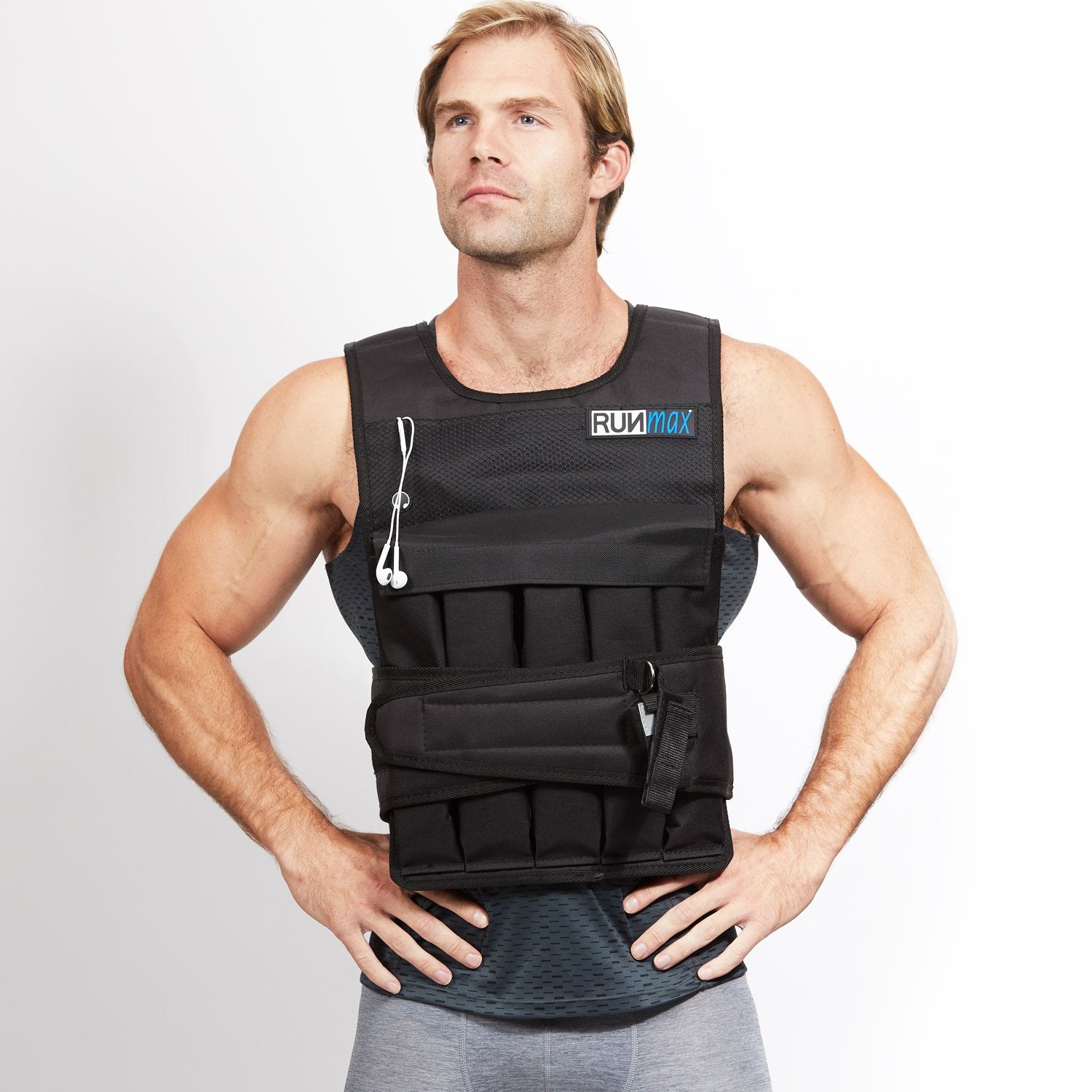 Runmax 12Lb-140Lb Weighted Vest (Without Shoulder Pads, 50Lb),Black