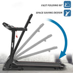 Startogoo Folding Electric Treadmill For Home, Folding Jogging Running Machine Portable Treadmills W/ 3-Level Auto Incline, 5''