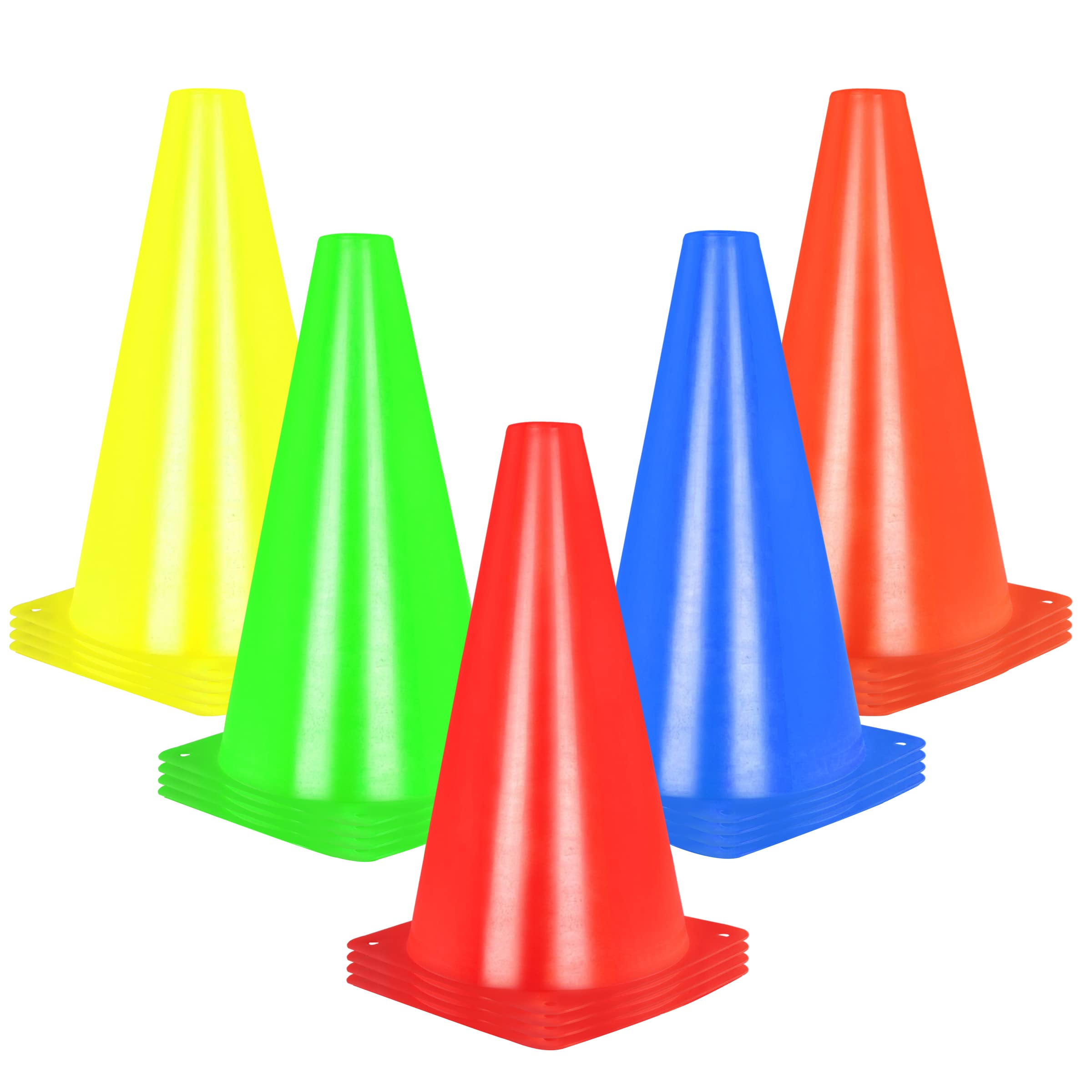 Alyoen 9 Inch Traffic Cones, Plastic Sports Cones, Soccer Training Cones For Outdoor Activity & Festive Events (Sets Of 10/15/ 2