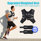 Pacearth Weighted Vest With Ankle/Wrist Weights 6Lbs-30Lbs Body Weight Vest With Reflective Stripe, Size-Adjustable Workout Equi