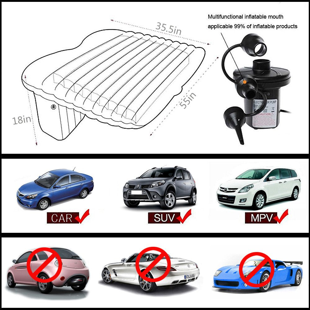 Haitral Car Bed - Camping Mattress - Portable Travel ,Sleeping, Inflatable Bed For Universal Suv Extended Air Couch With Two Air