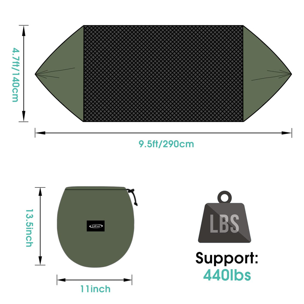 G4Free Large Camping Hammock With Mosquito Net 2 Person Pop-Up Parachute Lightweight Hanging Hammocks Tree Straps Swing Bed For