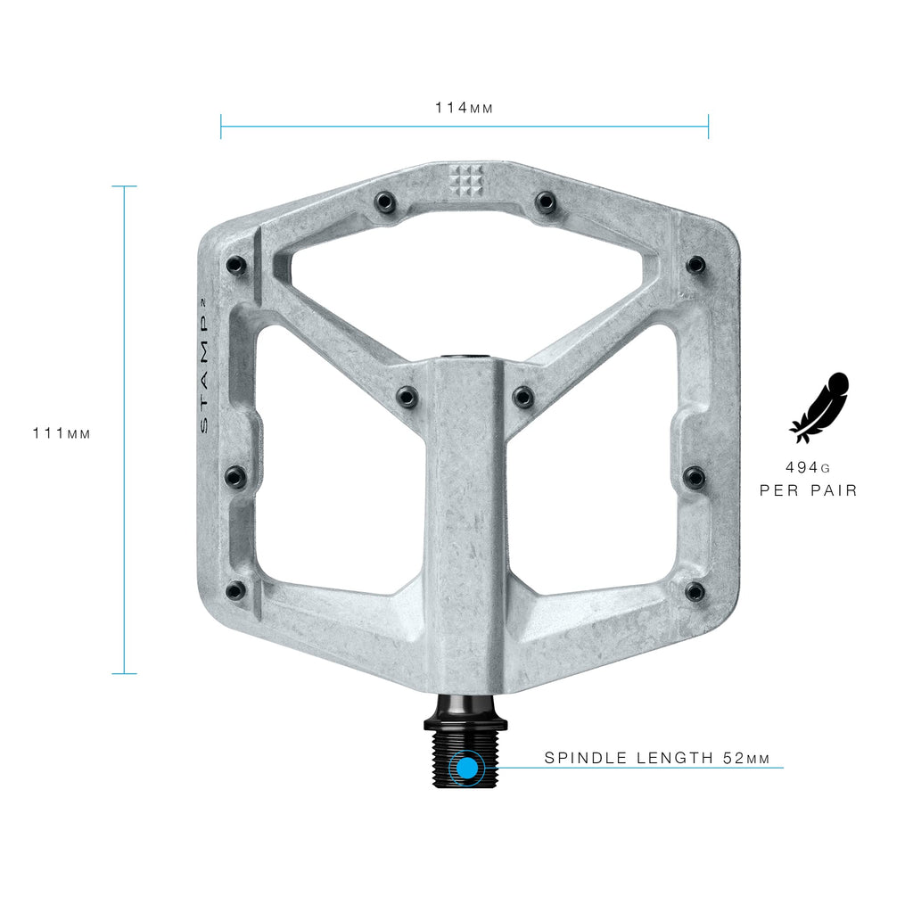 Crankbrothers Mtb Pedals Stamp 2 Large Raw And Silver