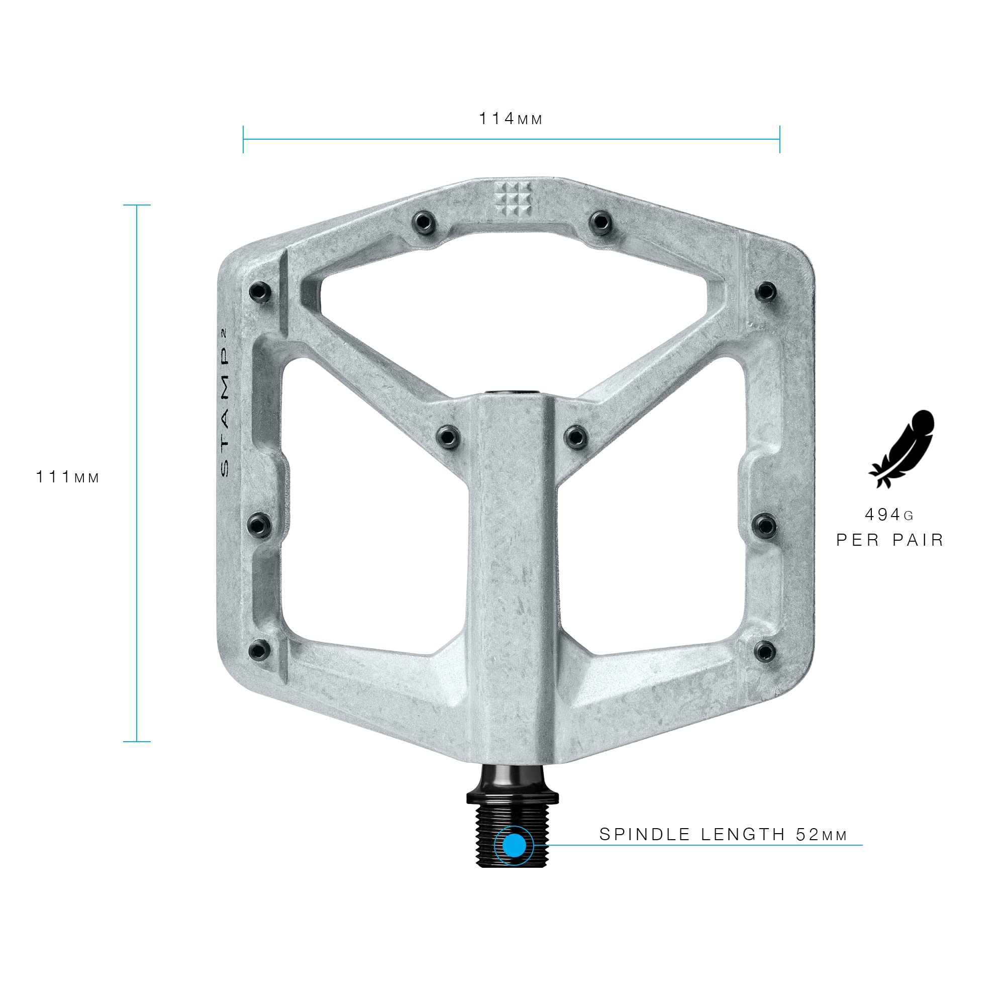 Crankbrothers Mtb Pedals Stamp 2 Large Raw And Silver