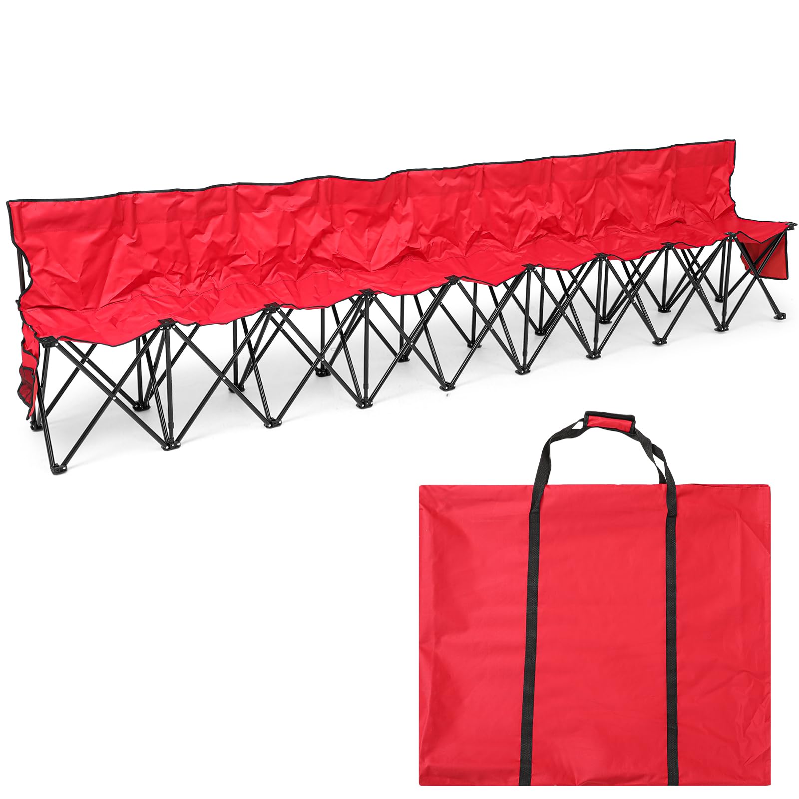 Kigley 9 Seater Folding Soccer Bench Chair Portable Team Sports Sideline Bench for Football Camp Travel Events Outdoor Seating w