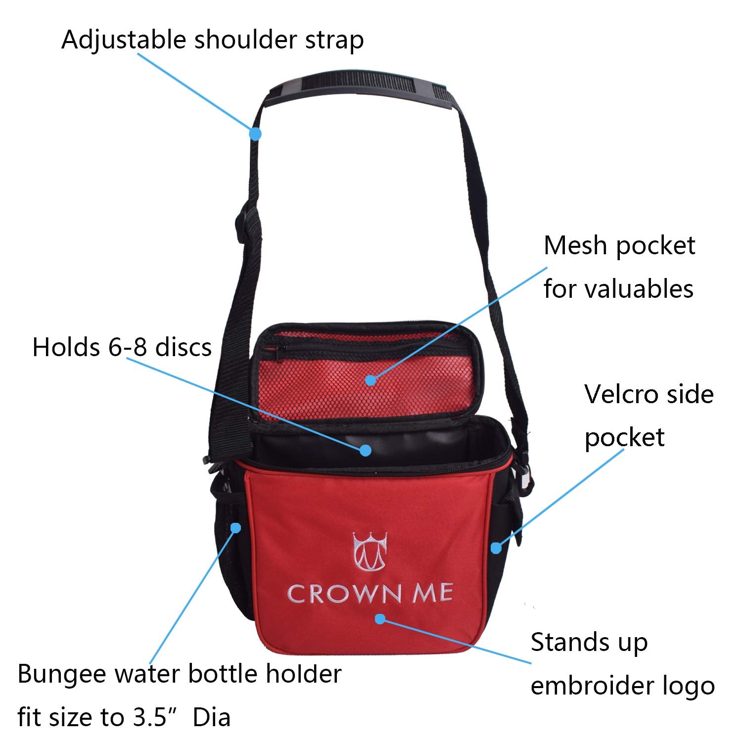 Crown Me Disc Golf Starter Set,Disc Golf Set With 6 Discs, 1 Marker,1 Towel And Starter Disc Golf Bag Fairway Driver