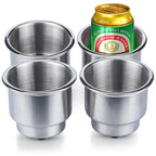 Marinebaby 4Pcs Stainless Steel Cup Drink Holder With Drain Marine Boat Cup Holder Insert Rv Camper